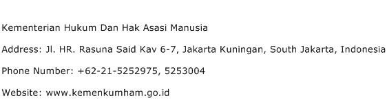 Kementerian Hukum Dan Hak Asasi Manusia Address Contact Number