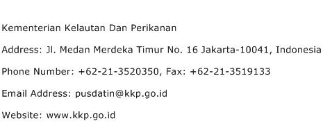 Kementerian Kelautan Dan Perikanan Address Contact Number