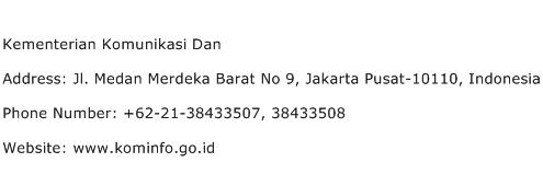 Kementerian Komunikasi Dan Address Contact Number