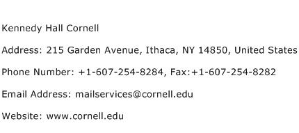 Kennedy Hall Cornell Address Contact Number
