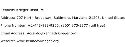 Kennedy Krieger Institute Address Contact Number