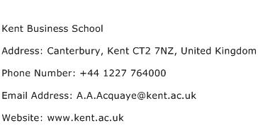 Kent Business School Address Contact Number