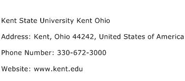 Kent State University Kent Ohio Address Contact Number