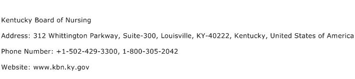 Kentucky Board of Nursing Address Contact Number