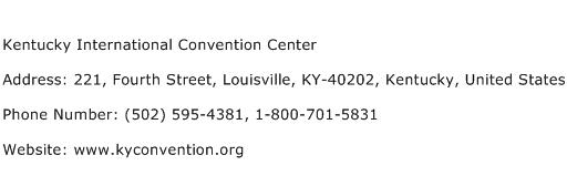 Kentucky International Convention Center Address Contact Number