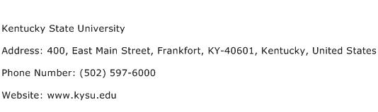 Kentucky State University Address Contact Number