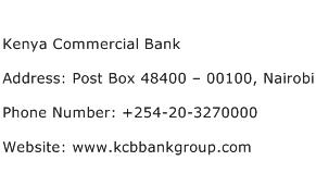 Kenya Commercial Bank Address Contact Number