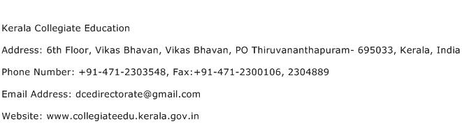 Kerala Collegiate Education Address Contact Number