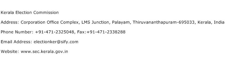Kerala Election Commission Address Contact Number
