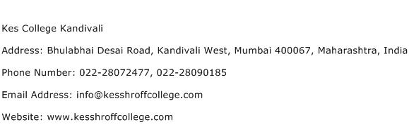 Kes College Kandivali Address Contact Number