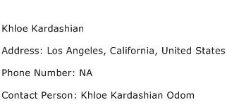 Khloe Kardashian Address Contact Number