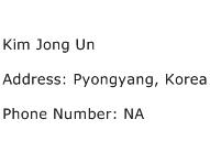 Kim Jong Un Address Contact Number