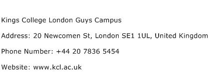 Kings College London Guys Campus Address Contact Number