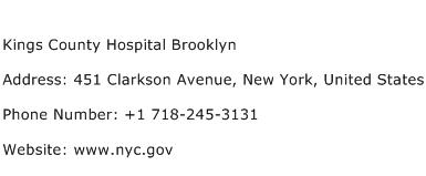 Kings County Hospital Brooklyn Address Contact Number