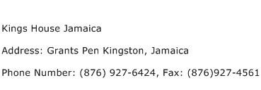 Kings House Jamaica Address Contact Number
