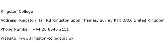 Kingston College Address Contact Number
