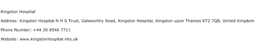 Kingston Hospital Address Contact Number