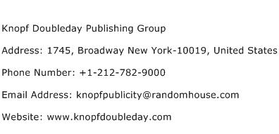 Knopf Doubleday Publishing Group Address, Contact Number of Knopf ...