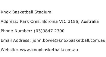 Knox Basketball Stadium Address Contact Number