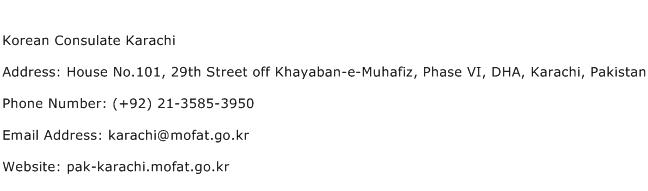 Korean Consulate Karachi Address Contact Number