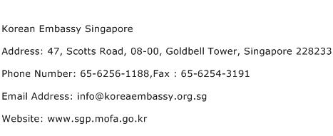 Korean Embassy Singapore Address Contact Number