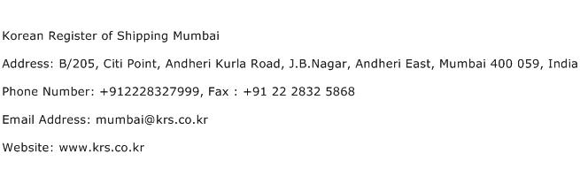Korean Register of Shipping Mumbai Address Contact Number