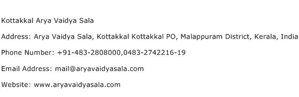 Kottakkal Arya Vaidya Sala Address Contact Number