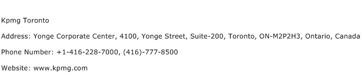 Kpmg Toronto Address Contact Number