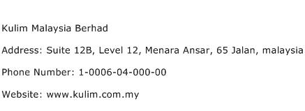 Kulim Malaysia Berhad Address Contact Number