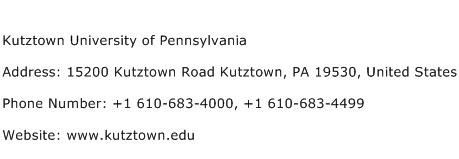 Kutztown University of Pennsylvania Address Contact Number