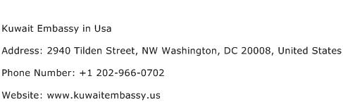 Kuwait Embassy in Usa Address Contact Number