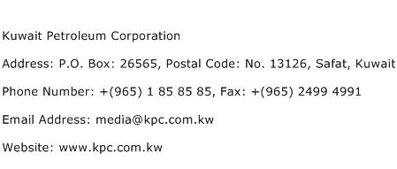 Kuwait Petroleum Corporation Address Contact Number