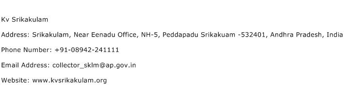Kv Srikakulam Address Contact Number
