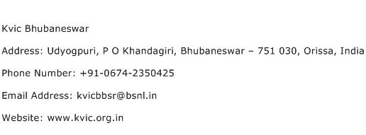 Kvic Bhubaneswar Address Contact Number