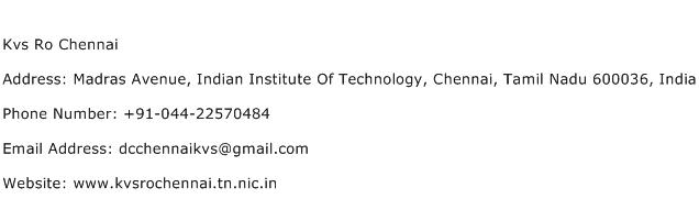 Kvs Ro Chennai Address Contact Number