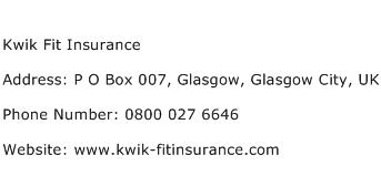Kwik Fit Insurance Address Contact Number
