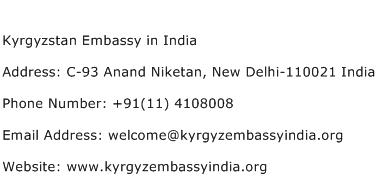 Kyrgyzstan Embassy in India Address Contact Number