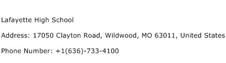Lafayette High School Address Contact Number