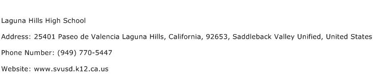Laguna Hills High School Address Contact Number
