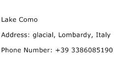 Lake Como Address Contact Number