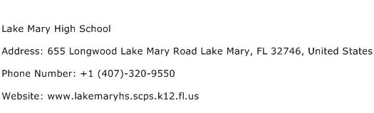 Lake Mary High School Address Contact Number