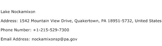 Lake Nockamixon Address Contact Number