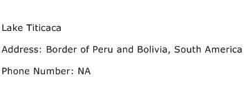 Lake Titicaca Address Contact Number