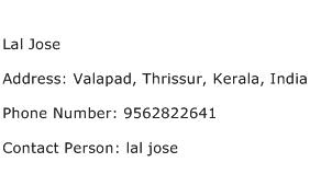 Lal Jose Address Contact Number