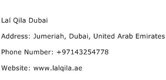 Lal Qila Dubai Address Contact Number