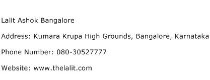Lalit Ashok Bangalore Address Contact Number