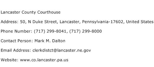 Lancaster County Courthouse Address Contact Number