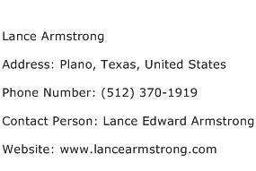 Lance Armstrong Address Contact Number