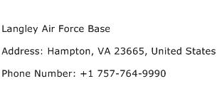 Langley Air Force Base Address Contact Number