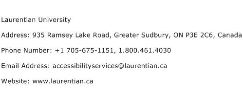 Laurentian University Address Contact Number